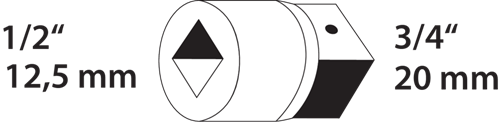 6143190 - Chrome-Plated 1/2" to 3/4" Socket Converter, Vanadium Steel