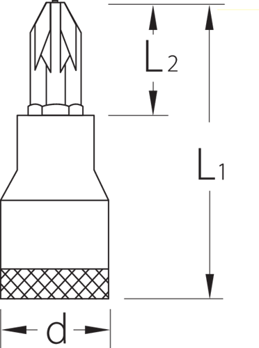 6156760 - Chromed PZ3 Screwdriver Bit with Non-Slip Grip