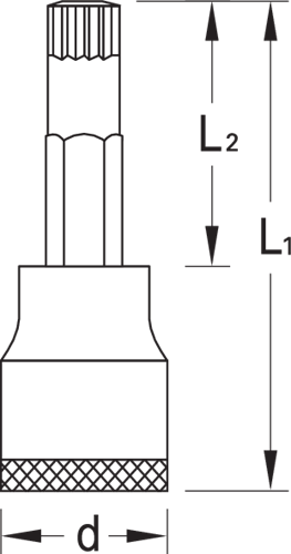 6159860 - Long 1/2" XZN Socket, Chrome-Vanadium Steel, Non-Slip Design