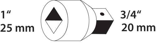 6180040 - Durable 1" to 3/4" Vanadium Steel Socket Reducer
