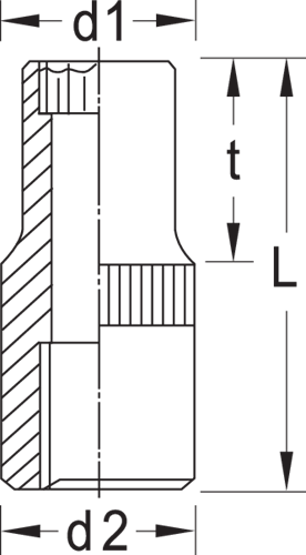 1812521 - Chrome-Vanadium 1/4" Socket Wrench Insert with Good Grip