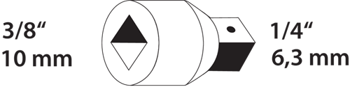 6263250 - 3/8" to 1/4" Reducer, GEDORE Steel, Square Drive