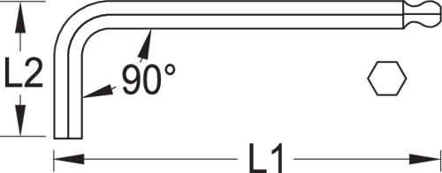 6370170 - Chrome-Plated 2.5mm XL Allen Key with Ball End, 114.5mm Length