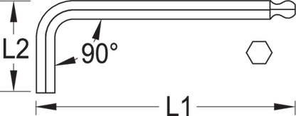 1729241 - 197mm Chrome Vanadium Steel Allen Key with Ball End