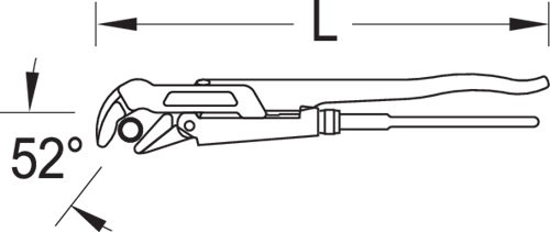 6438310 - Slim 2" Elbow Pipe Wrench, Chrome-Vanadium Steel, Ideal for Confined Spaces