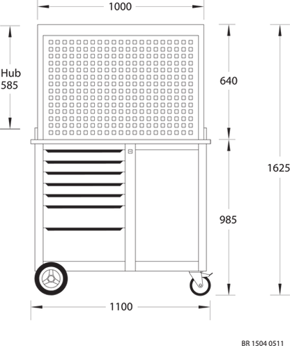 6624450 - Durable Mobile Workbench with Storage & Beech Wood Top