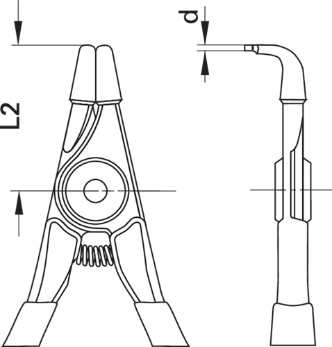 6702430 - 90° Angled Assembly Pliers for Retaining Rings, Durable Steel