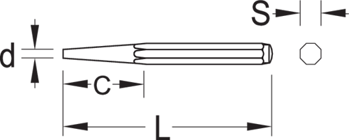 8783400 - Precision Taper Punch 500x20x5 mm, Vanadium Steel