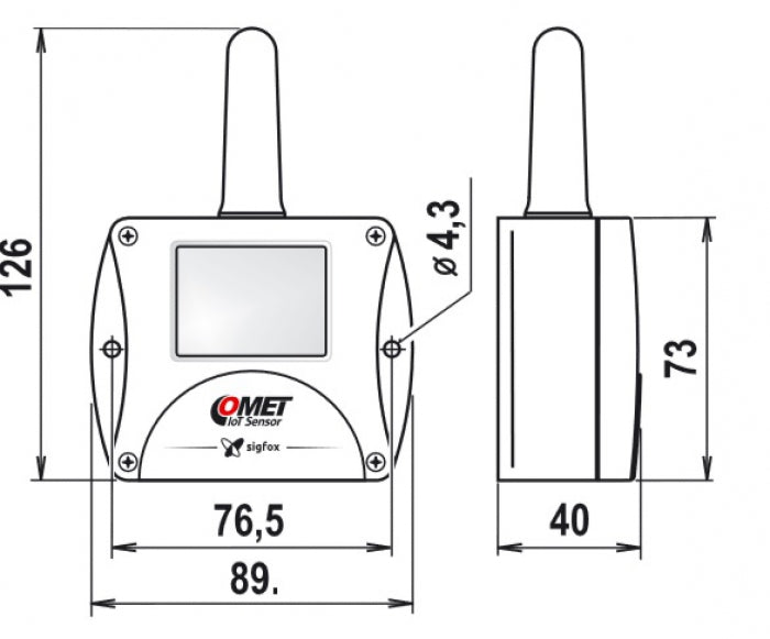 Wireless Thermometer Hygrometer for External Probe, Sigfox IoT