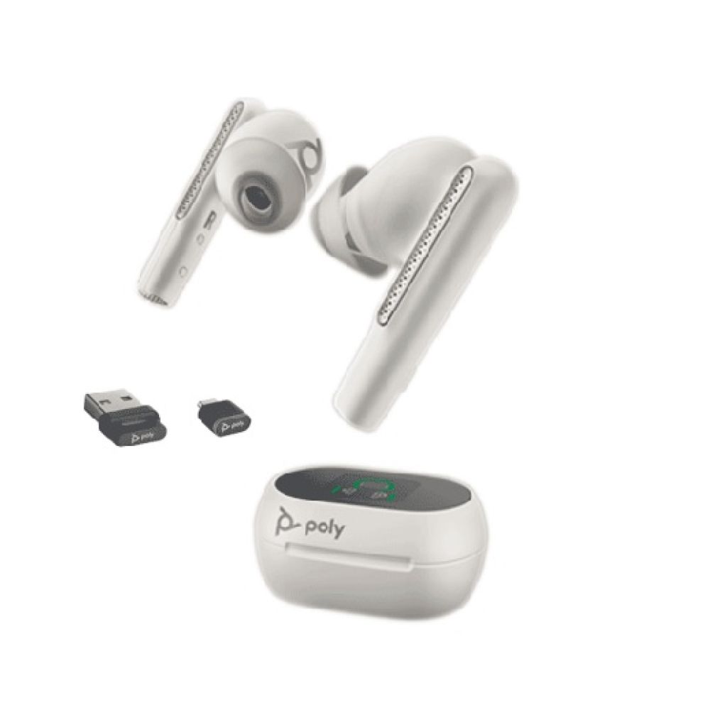 216755-01 - Poly Voyager Free 60+ UC White Earbuds with Touchscreen Case