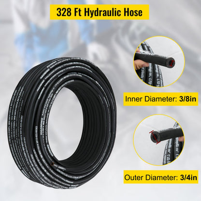 328 FT Hydraulic Hose - 328ft Rubber Hydraulic Hose, 3/8" ID, 5000 PSI