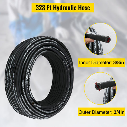 328 FT Hydraulic Hose - 328ft Rubber Hydraulic Hose, 3/8" ID, 5000 PSI