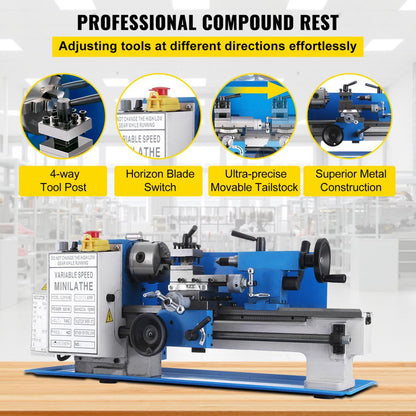 010413297828 - 7" x 12" VEVOR Metal Lathe with 400W Motor