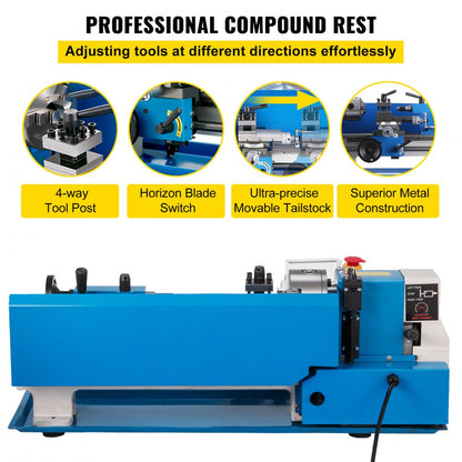 010846869676 - 7" x 14" VEVOR Metal Lathe with 550W Motor