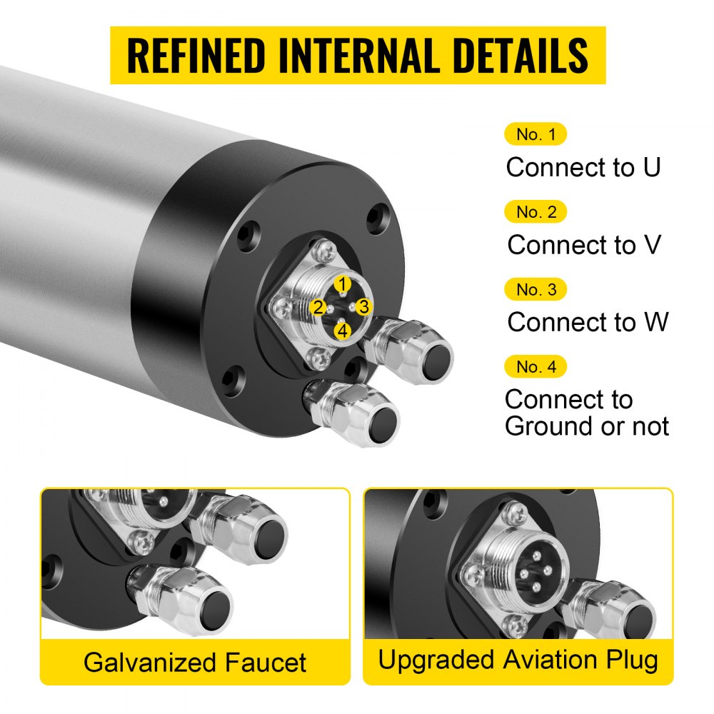 010814270259 - 1.5KW Stainless Steel Water-Cooled Spindle Motor for Engraving