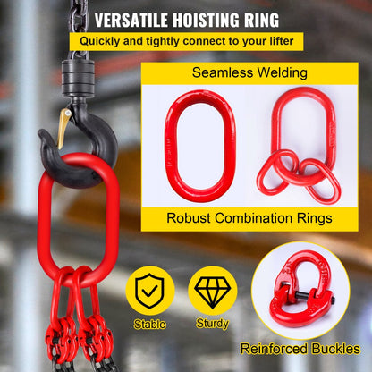 010517884162 - G80 5Ft Chain Sling with Locking Hooks for Heavy Loads