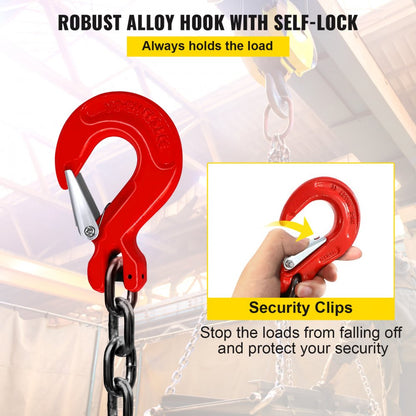 010517884162 - G80 5Ft Chain Sling with Locking Hooks for Heavy Loads