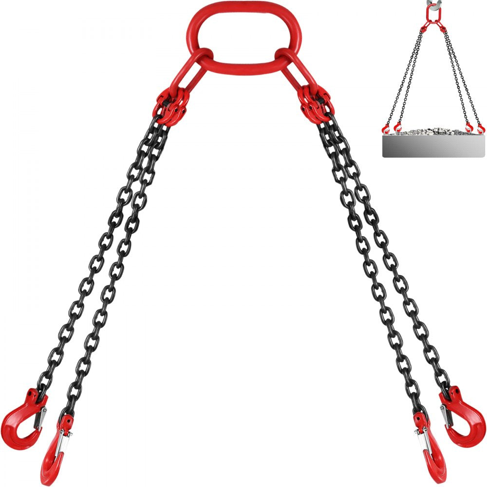010517884162 - G80 5Ft Chain Sling with Locking Hooks for Heavy Loads