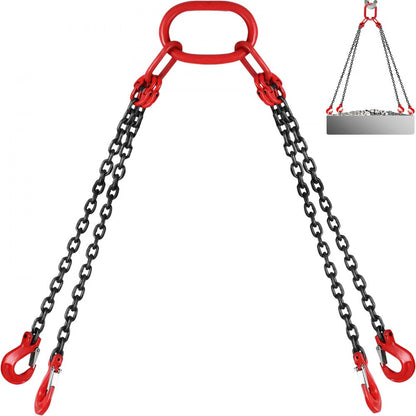 010517884162 - G80 5Ft Chain Sling with Locking Hooks for Heavy Loads