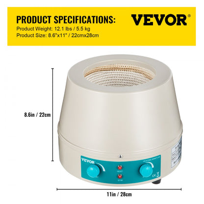 98-2-B - VEVOR 1000ml Heating Mantle with Magnetic Stirring Capability