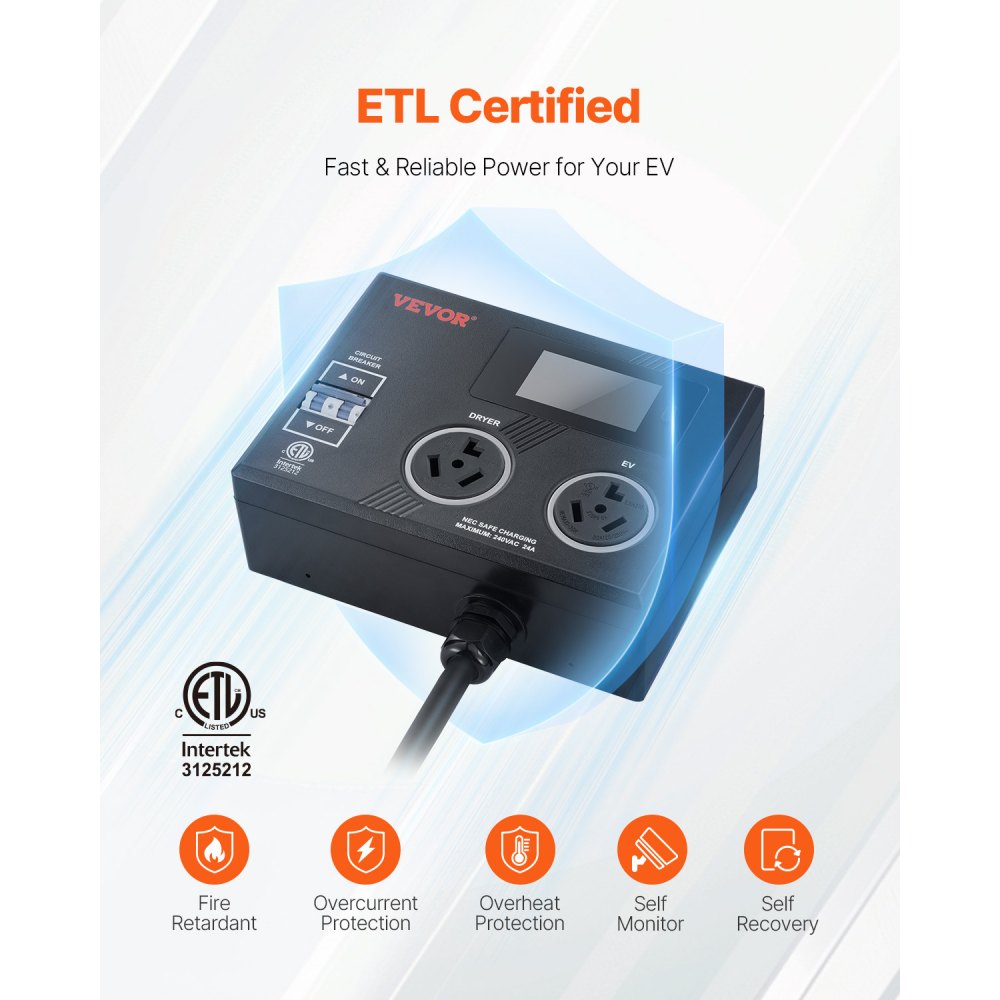 LV01 - 240V NEMA Splitter with LCD Screen for Dryer & EV Charging