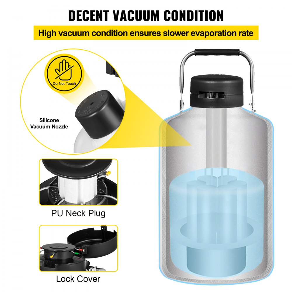 010856862097 - 10L Portable Liquid Nitrogen Tank, 50mm x 305mm x 558mm