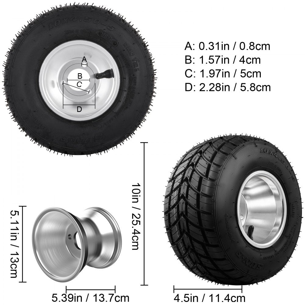 VV-GKFW-10 - 10" Non-Slip Go-Kart Tires with Durable Alloy Rims