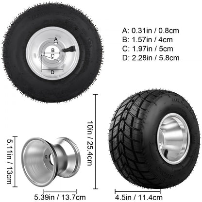 VV-GKFW-10 - 10" Non-Slip Go-Kart Tires with Durable Alloy Rims