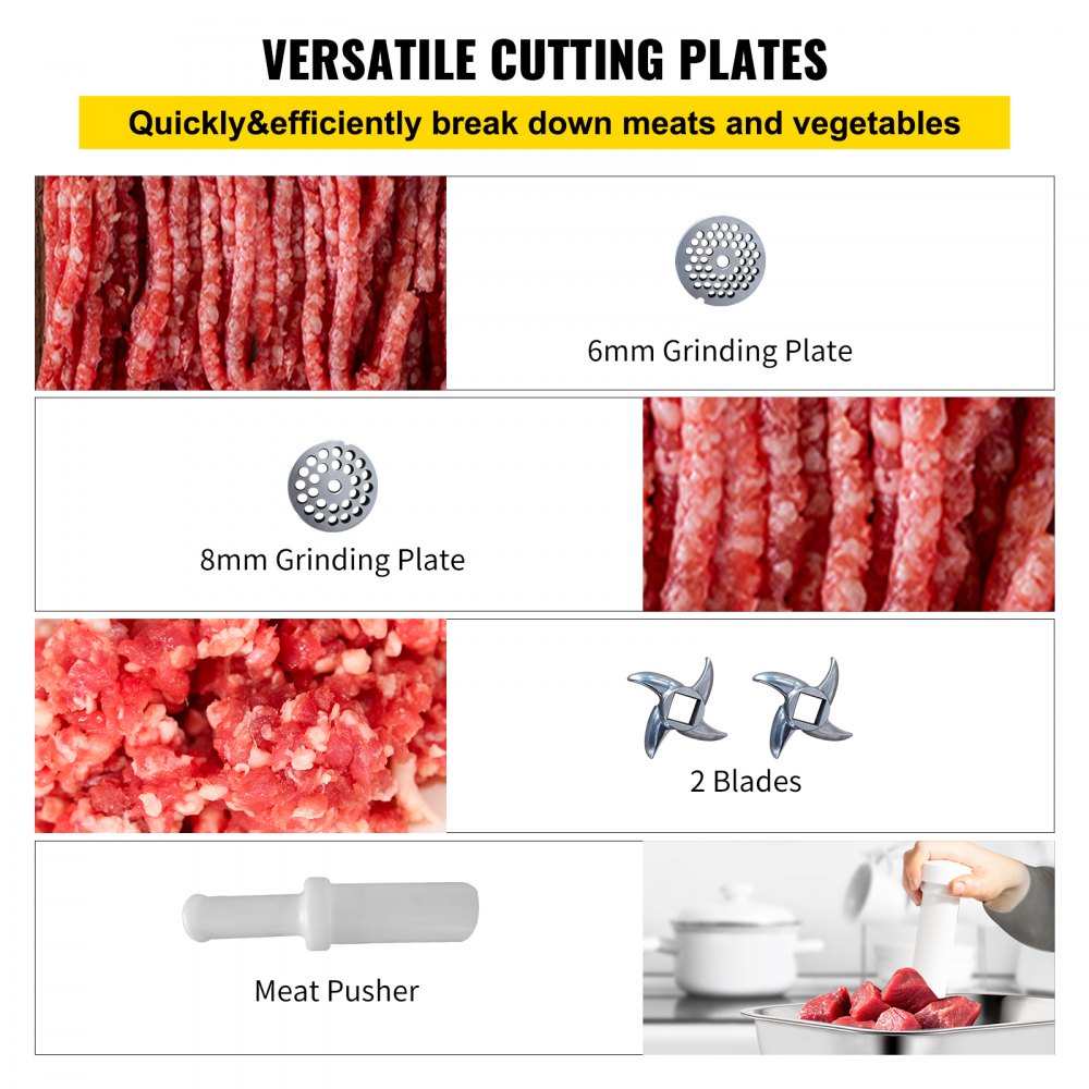 010421181453 - 1100W Stainless Steel Meat Grinder, 550LB/h, Two Plates