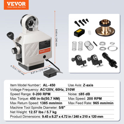 AL-450 - 450 in-lb Torque VEVOR Z-Axis Power Feed, 0-200 RPM