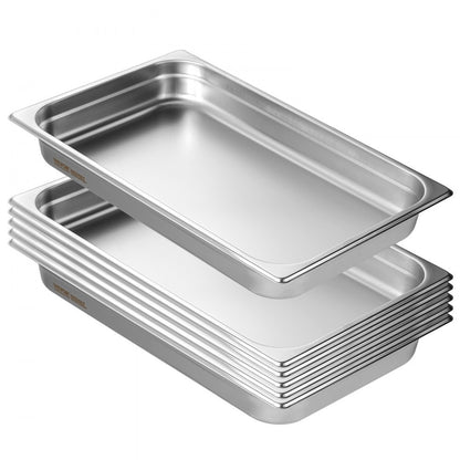 UCT8112-6 - 6 Pack Stainless Steel Hotel Pans, Full Size 9.25L Capacity
