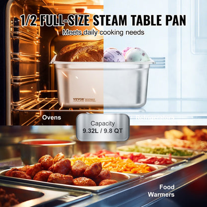 UCT8126-6 - 1/2 Size Anti-Jam Stainless Steel Hotel Pans, 6-Inch Deep