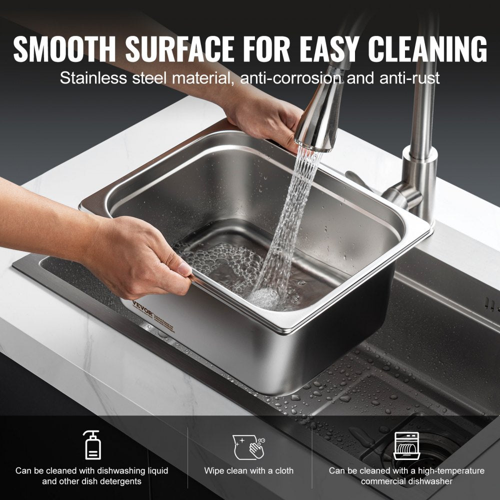 UCT8126-6 - 1/2 Size Anti-Jam Stainless Steel Hotel Pans, 6-Inch Deep