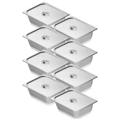 UCT8124L-8 - 8-Pack 1/2 Size Stainless Steel Hotel Pans, Anti-Jam Design