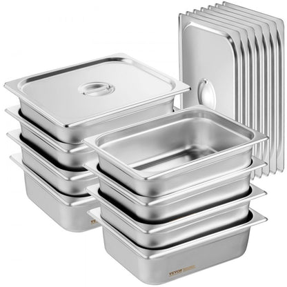 UCT8124L-8 - 8-Pack 1/2 Size Stainless Steel Hotel Pans, Anti-Jam Design