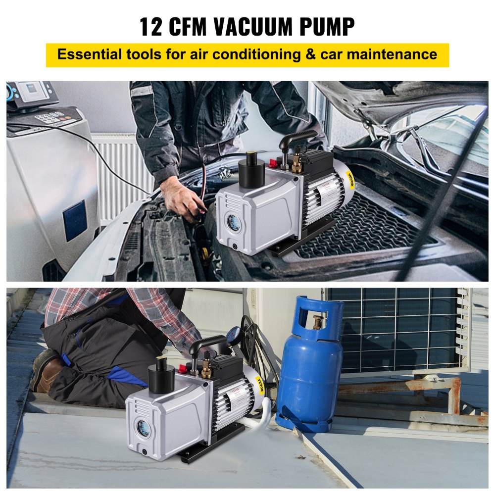 VP1200 - 12CFM Rotary Vane Vacuum Pump for Home and Vehicle Use