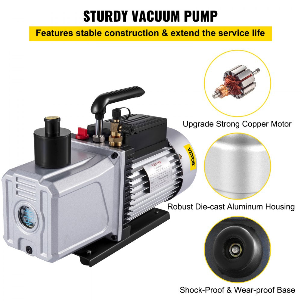 VP1200 - 12CFM Rotary Vane Vacuum Pump for Home and Vehicle Use