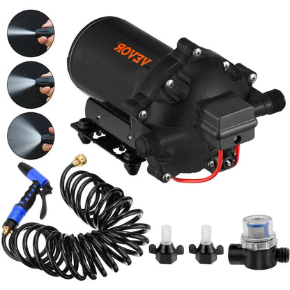 010940578135 - Self-Priming 12V Washdown Pump with 25ft Hose & Filter