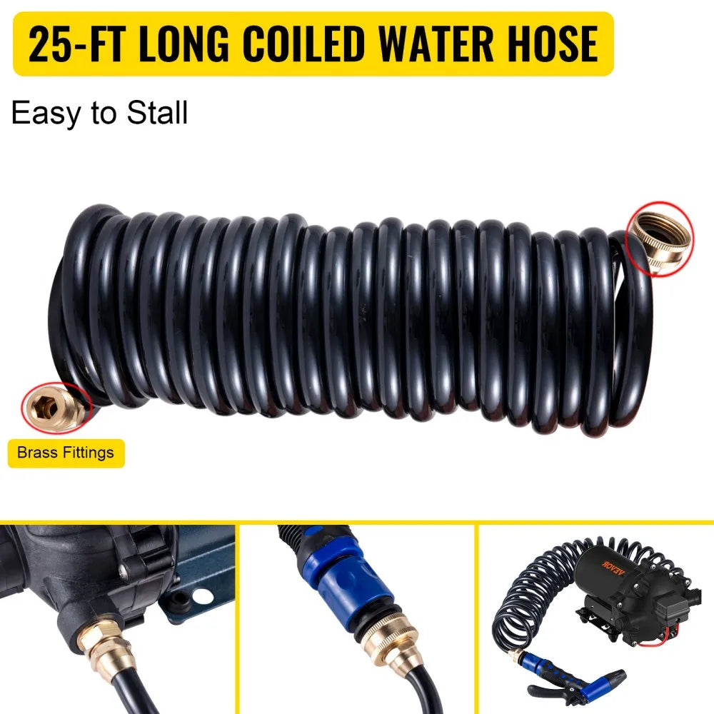 010940578135 - Self-Priming 12V Washdown Pump with 25ft Hose & Filter