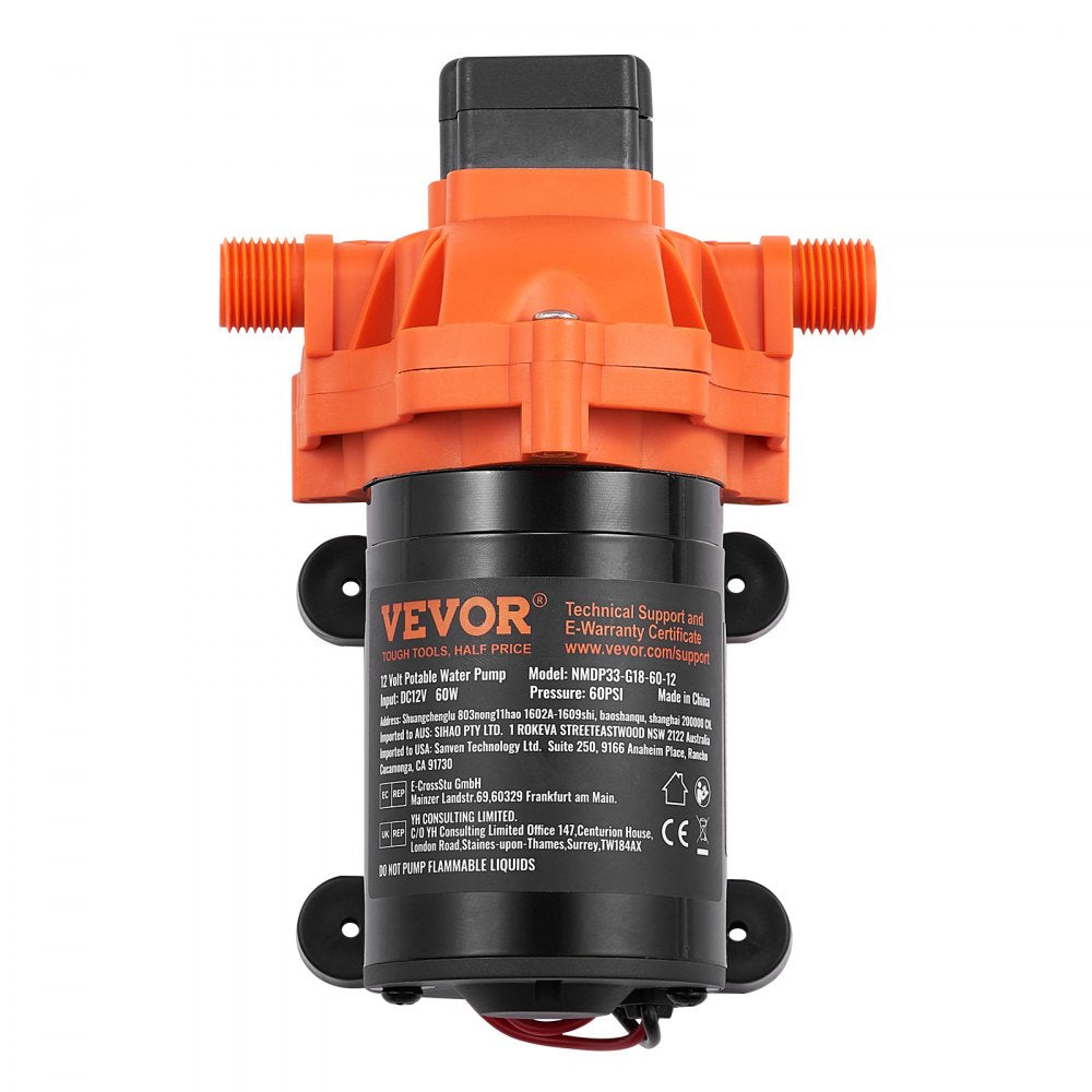 NMDP33-G18-60-12 - 12V Quiet Diaphragm Pump, 1.8 GPM, 60 PSI