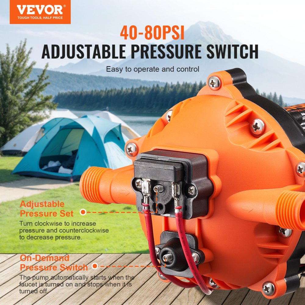NMDP52-G50-70-12 - 5GPM 12V Diaphragm Pump with Adjustable Pressure 40-100 PSI