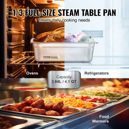 UCT8134-6 - Durable 1/3 Size Stainless Steel Hotel Pans with Anti-Jam Design