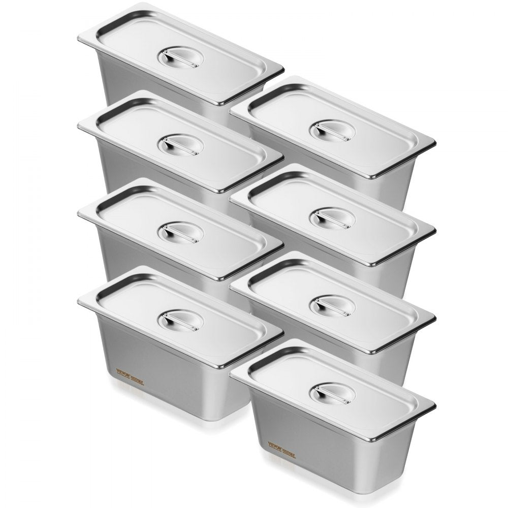 UCT8136L-8 - 1/3 Size Stainless Steel Hotel Pans with Lids, 6-Inch Depth