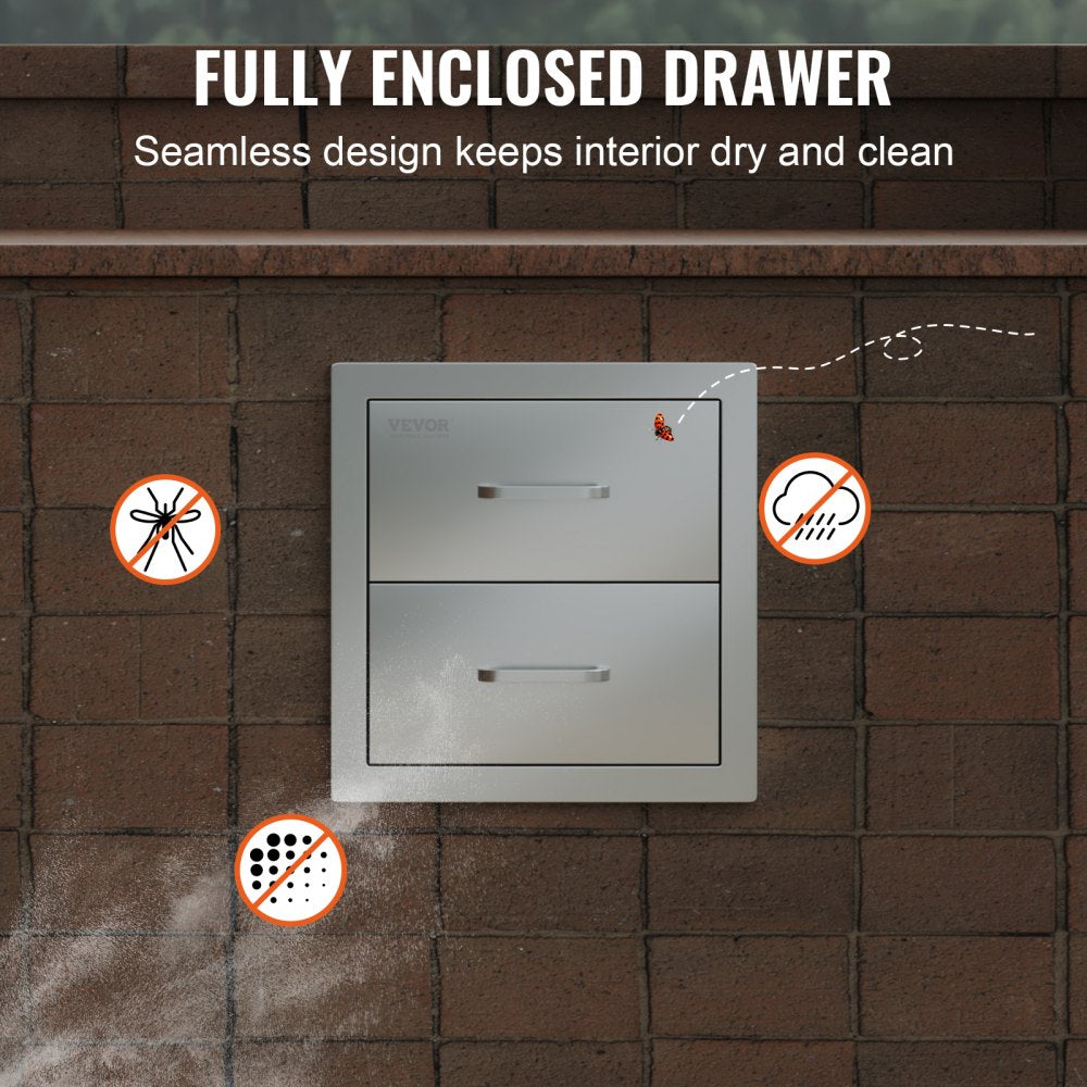 KM-CTG-2302-SKU15 - Durable 14"x23" Stainless Steel BBQ Drawers for Outdoor Kitchen