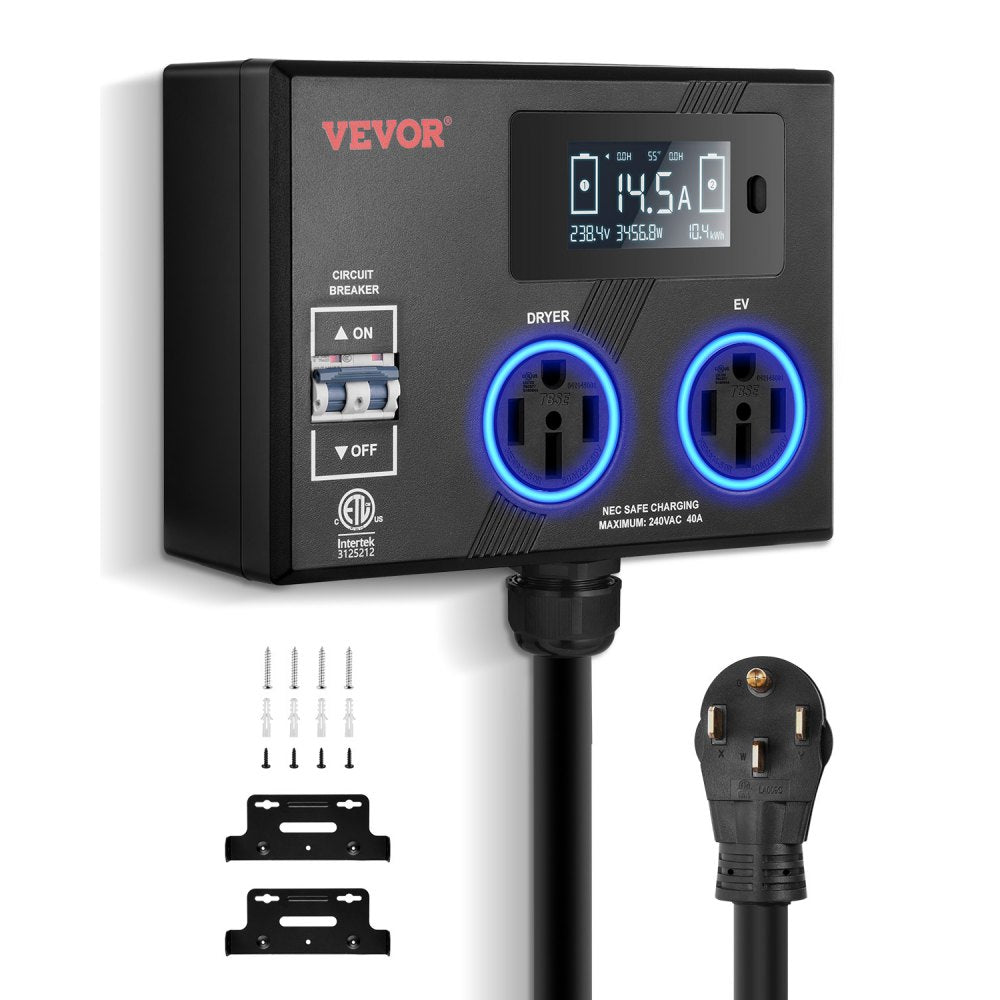 LV04 - ETL Certified NEMA 14-50 Splitter with LCD Display for EV Charging
