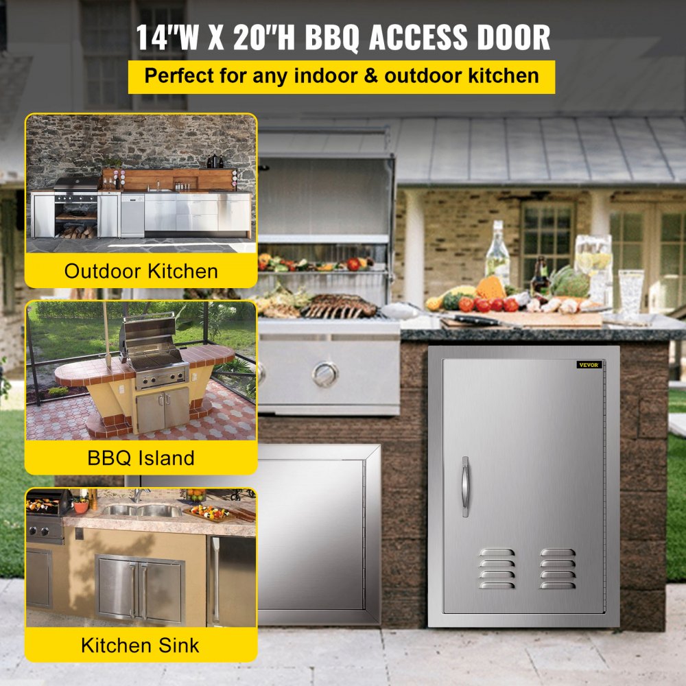 DTF-14x20IN - 14" x 20" Stainless Steel BBQ Island Door with Magnetic Closure