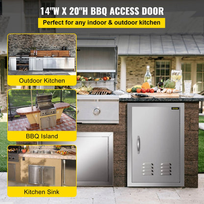 DTF-14x20IN - 14" x 20" Stainless Steel BBQ Island Door with Magnetic Closure