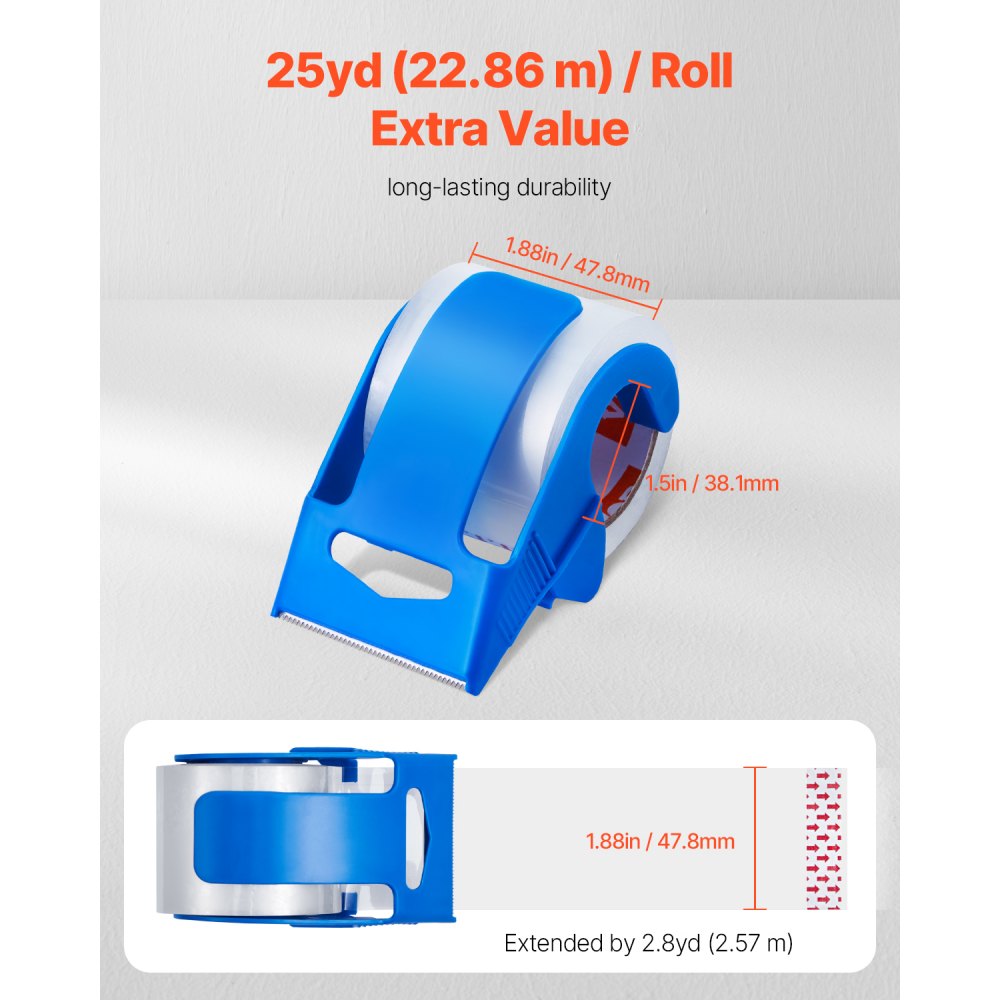 ID274825P6D6 - Heavy-Duty Clear Packing Tape, 1.88 in x 25yd, 6 Rolls