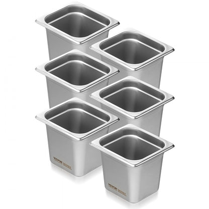 UCT8166-6 - 6 Pack 6" Deep Anti-Jam Stainless Steel Hotel Pans