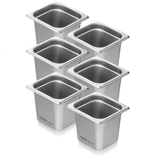 UCT8166-6 - 6 Pack 6" Deep Anti-Jam Stainless Steel Hotel Pans